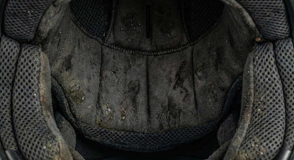 Clean helmet Close up after using our spray